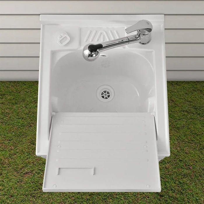 Mobile lavatoio 45x50 bianco con serranda vasca e asse lavapanni