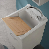 Mobile lavatoio 45x50 cm grigio calce vasca in resina e kit di scarico Moon