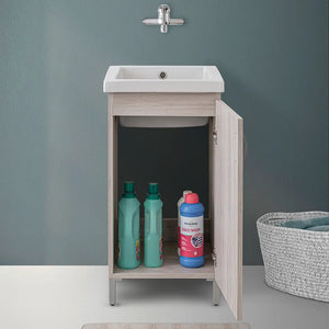 Mobile lavatoio 45x50 in ceramica con strofinatoio finitura olmo