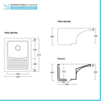 Mobile lavatoio 45x50 in ceramica con strofinatoio finitura olmo