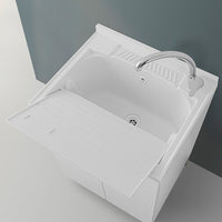 Mobile lavatoio 60x50 bianco con asse strofinatoio e kit scarico