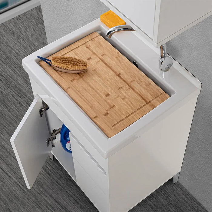 Mobile lavatoio 60x50 cm bianco lucido con vasca in ceramica Way