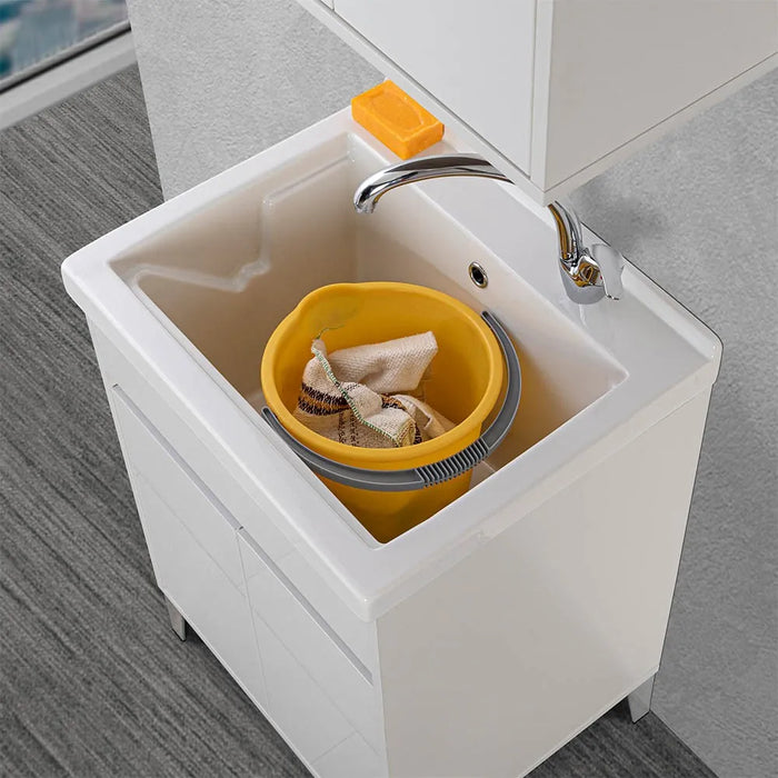 Mobile lavatoio 60x50 cm bianco lucido con vasca in ceramica Way