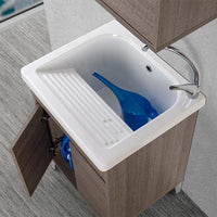 Mobile Lavatoio 60x50 cm linea Way rovere scuro con vasca e strofinatoio