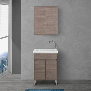 Mobile Lavatoio 60x50 cm linea Way rovere scuro con vasca e strofinatoio