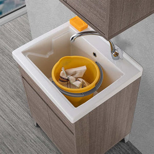 Mobile lavatoio 60x50 cm rovere scuro con vasca in ceramica Way