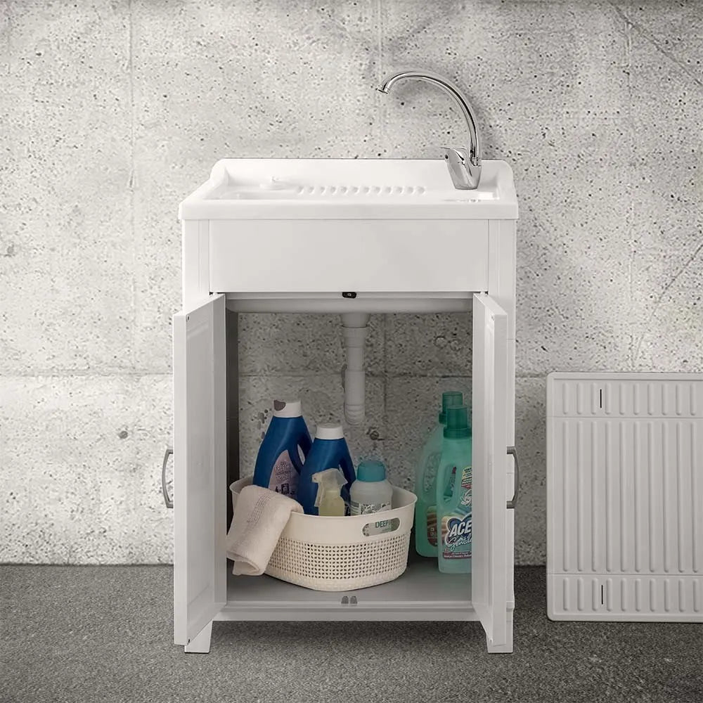 Mobile lavatoio 60x50 da esterno con vasca in resina e strofinatoio