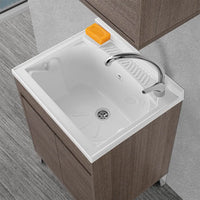 Mobile lavatoio 60x50 rovere scuro con vasca asse e kit scarico Way