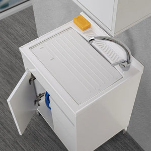 Mobile lavatoio 60x50 Way bianco lucido con vasca asse e kit scarico