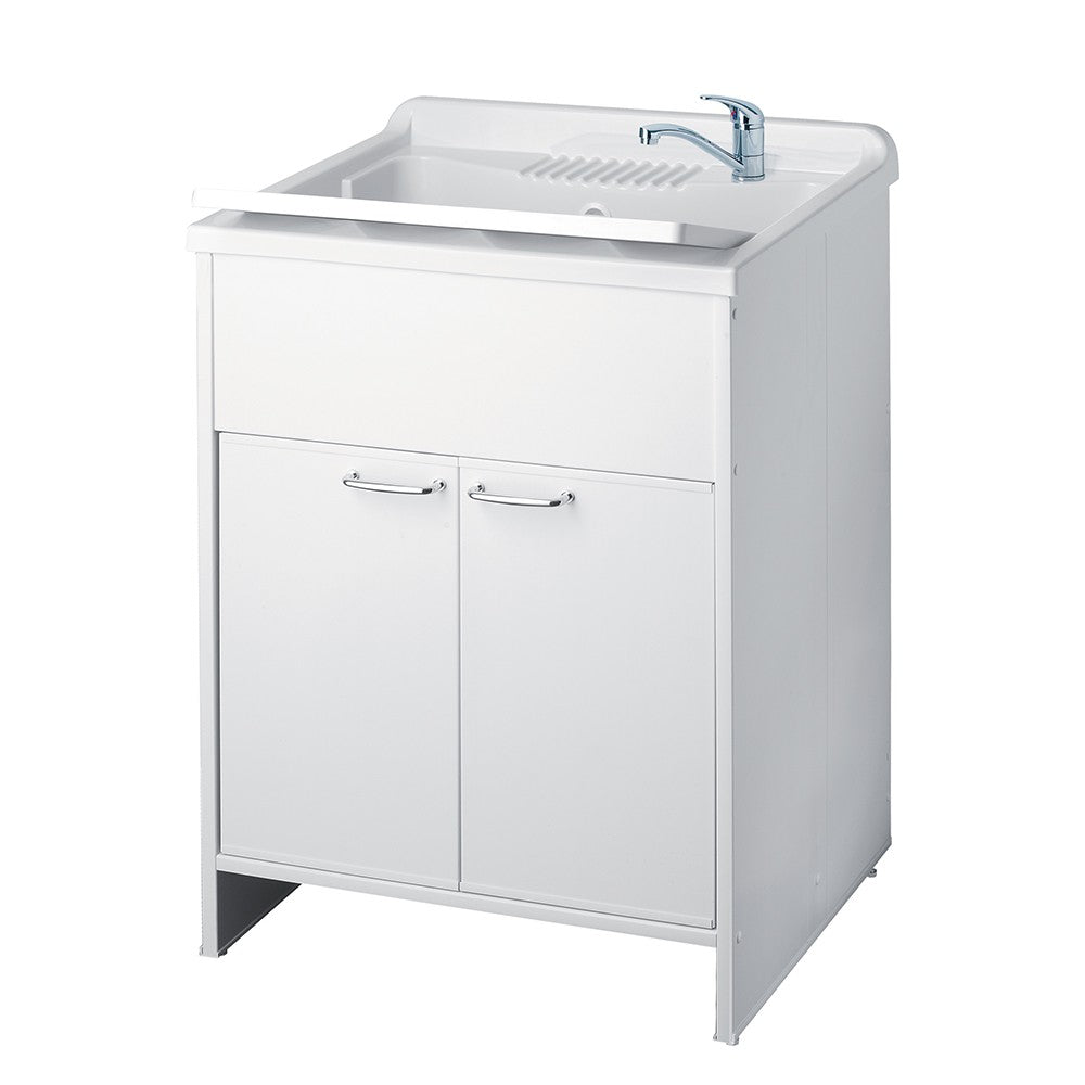 Mobile lavatoio 60x60 cm vasca in resina con asse e kit di scarico