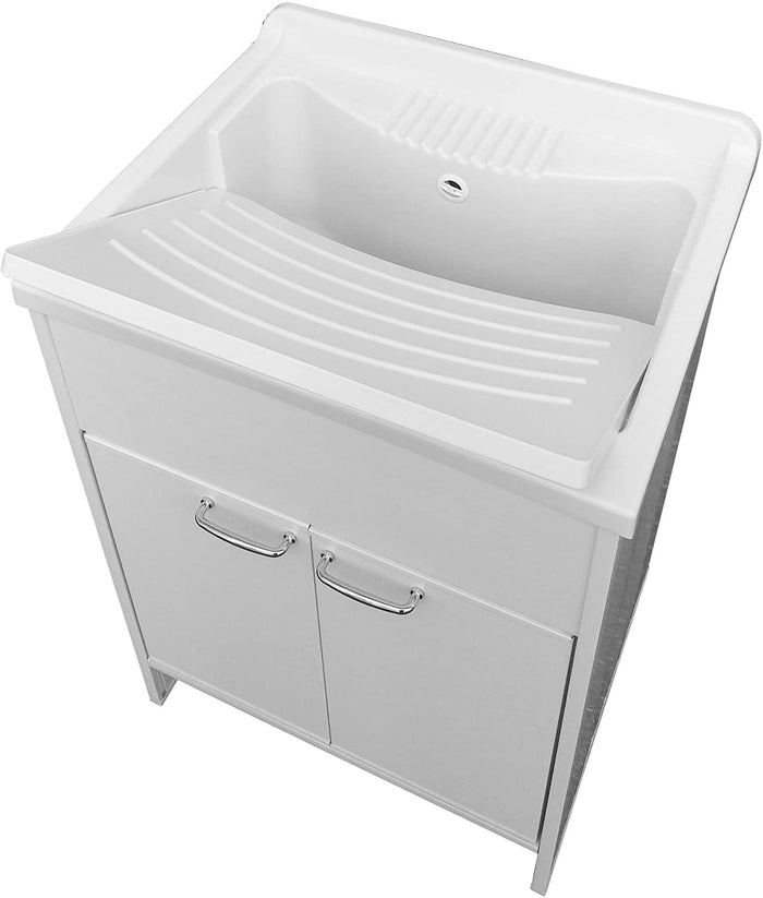 Mobile lavatoio 60x60 cm vasca in resina con asse e kit di scarico
