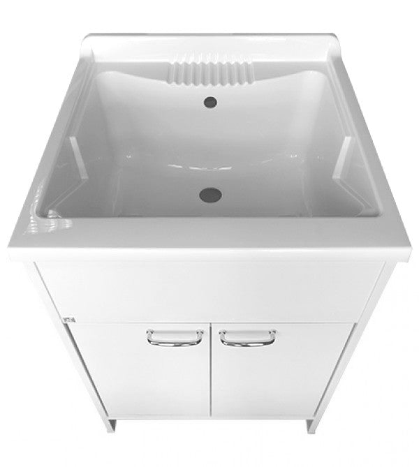 Mobile lavatoio 60x60 cm vasca in resina con asse e kit di scarico