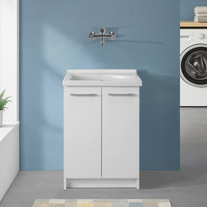 Mobile lavatoio 61x61 cm a due ante con vasca in ceramica Revine