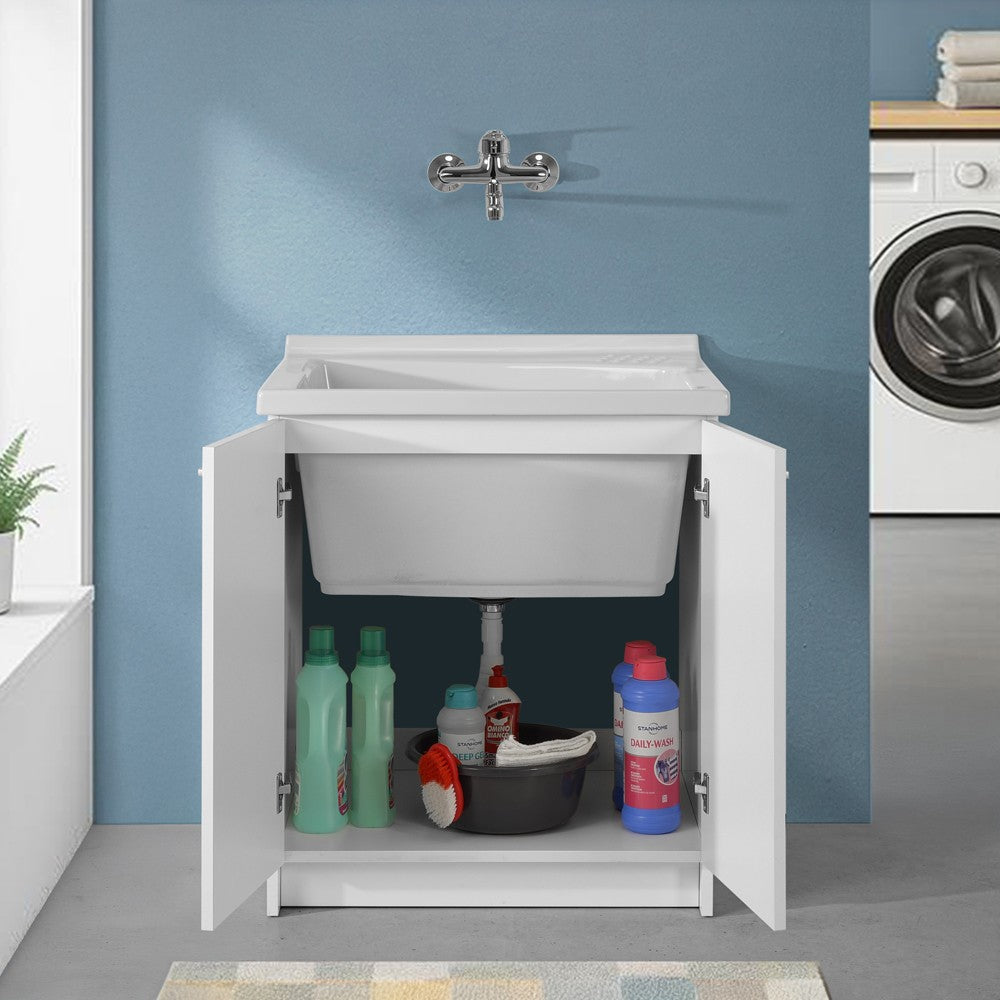 Mobile lavatoio 75x61 cm a due ante con vasca in ceramica Revine