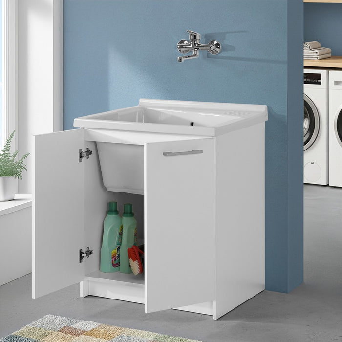 Mobile lavatoio 75x61 cm a due ante con vasca in ceramica Revine