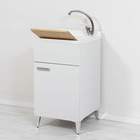 Mobile lavatoio bianco 45x50 cm vasca in resina e asse lavapanni Desya