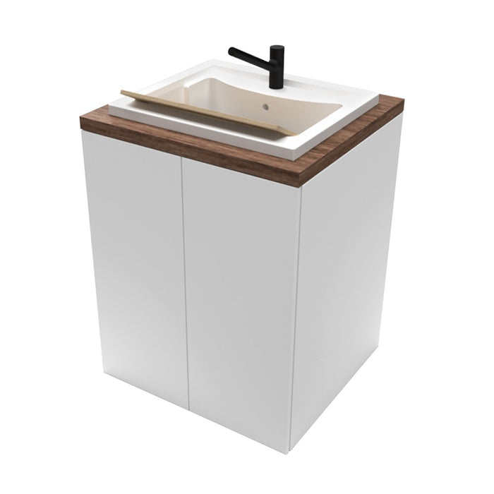 Mobile lavatoio bianco 71x65 cm con ante e vasca in resina Wanda