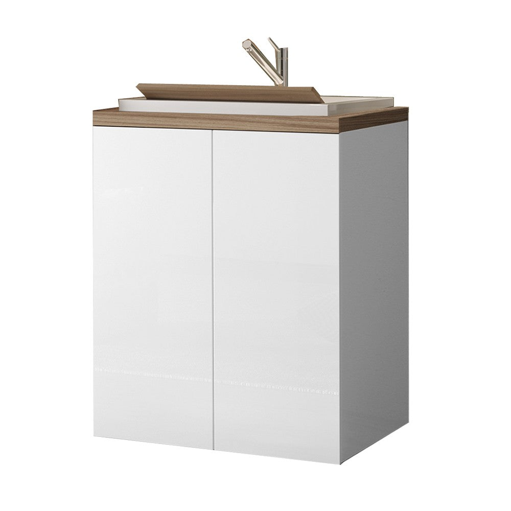 Mobile lavatoio bianco 71x65 cm con ante e vasca in resina Wanda