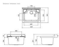 Mobile lavatoio compatto a 2 ante in kit 55x34cm completo di pilozzo , modello Pancrazio  - NO BRAND