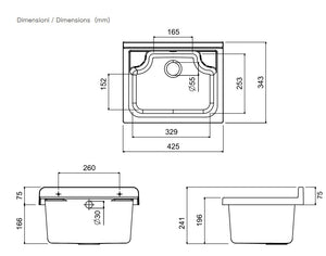 Mobile lavatoio compatto a 2 ante in kit 55x34cm completo di pilozzo , modello Pancrazio  - NO BRAND