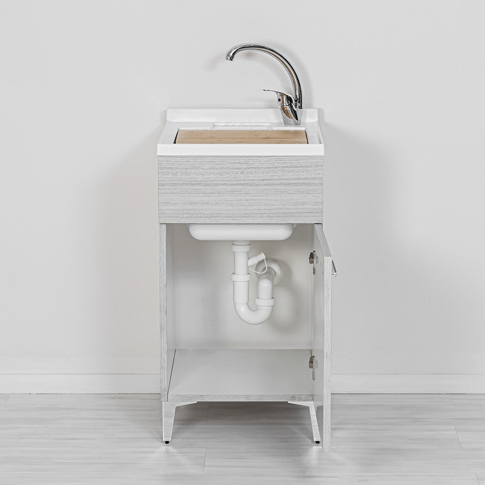 Mobile lavatoio grigio 45x50 cm vasca in resina e asse lavapanni Desya