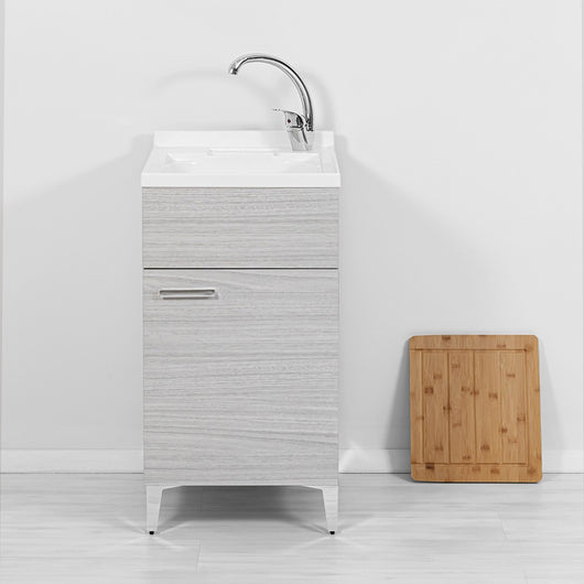 Mobile lavatoio grigio 45x50 cm vasca in resina e asse lavapanni Desya