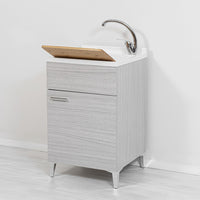 Mobile lavatoio grigio 50x50 cm vasca in resina e asse lavapanni Desya