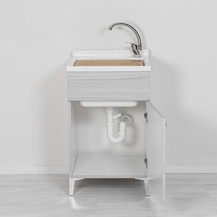 Mobile lavatoio grigio 50x50 cm vasca in resina e asse lavapanni Desya