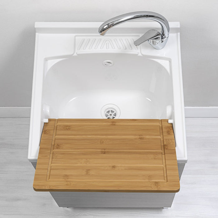 Mobile lavatoio grigio 50x50 cm vasca in resina e asse lavapanni Desya