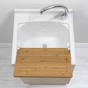 Mobile lavatoio larice 50x50 cm vasca in resina e asse lavapanni Desya