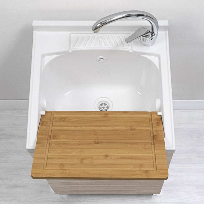 Mobile lavatoio larice 50x50 cm vasca in resina e asse lavapanni Desya