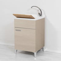 Mobile lavatoio larice 50x50 cm vasca in resina e asse lavapanni Desya
