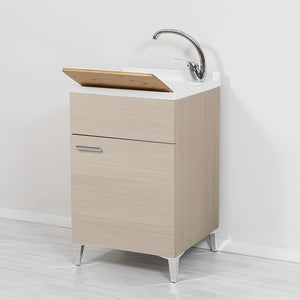 Mobile lavatoio larice 50x50 cm vasca in resina e asse lavapanni Desya