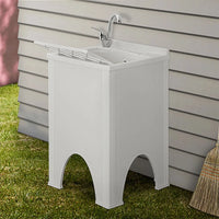 Mobile lavatoio Olimpo da esterno bianco con vasca asse e kit scarico