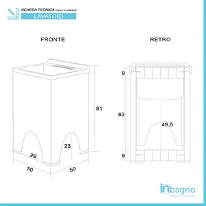 Mobile lavatoio Olimpo da esterno bianco con vasca asse e kit scarico