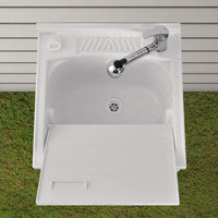 Mobile lavatoio Olimpo da esterno bianco con vasca asse e kit scarico