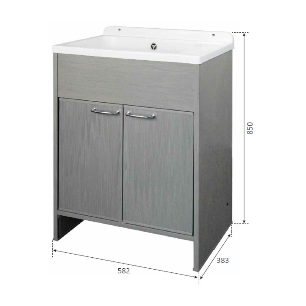 Mobile Lavatoio salvaspazio 58x38 cm in PVC bianco 2 ante Platone