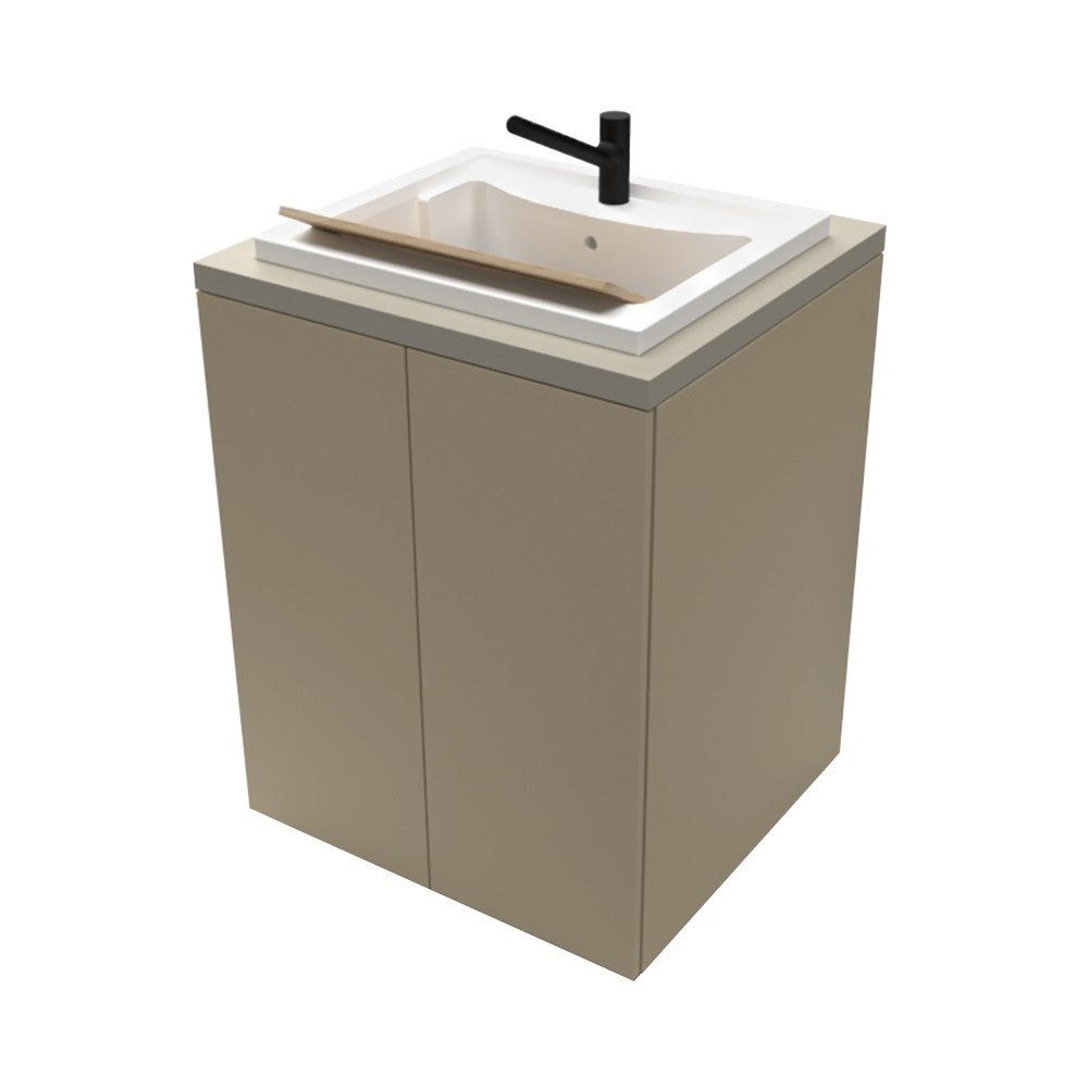 Mobile lavatoio tortora 71x65 cm con ante e vasca in resina Wanda