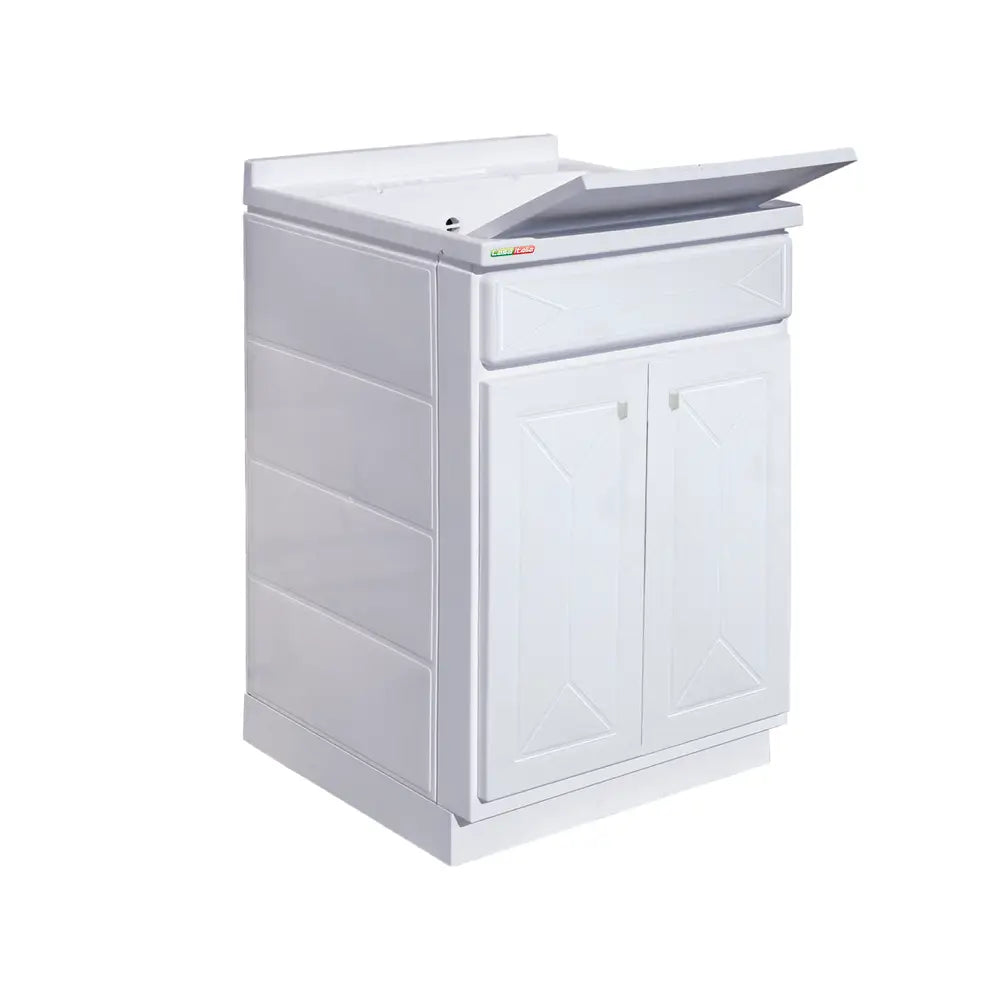 Lavatoio 60x60 cm bianco 2 ante con vasca e asse lavapanni