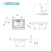 Mobile lavatoio wengÃ¨ 60x50 con vasca e asse lavapanni in resina