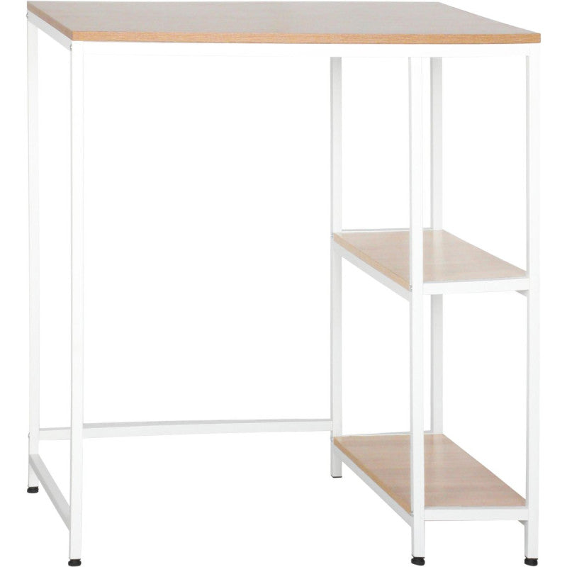 Mobile Lavatrice Janet Con 2 Ripiani Metallo Bianco /legno Trattato Naturale 90x60x93cm