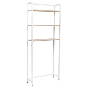 Mobile Lavatrice Janet Con 3 Ripiani Metallo Bianco /legno Trattato Naturale 68x24x165cm