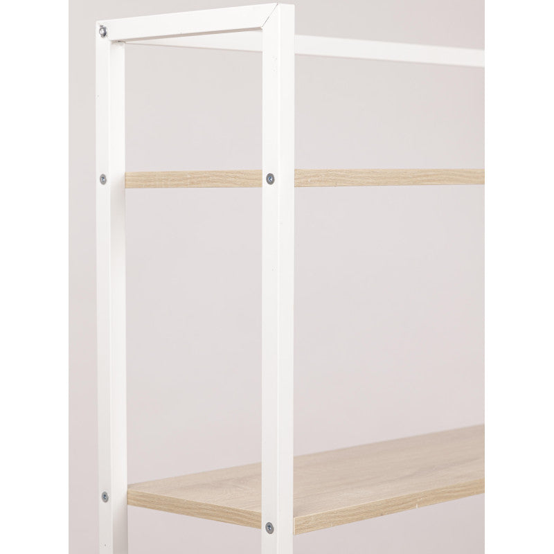 Mobile Lavatrice Janet Con 3 Ripiani Metallo Bianco /legno Trattato Naturale 68x24x165cm