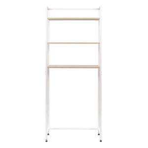 Mobile Lavatrice Janet Con 3 Ripiani Metallo Bianco /legno Trattato Naturale 68x24x165cm