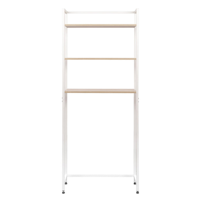 Mobile Lavatrice Janet Con 3 Ripiani Metallo Bianco /legno Trattato Naturale 68x24x165cm