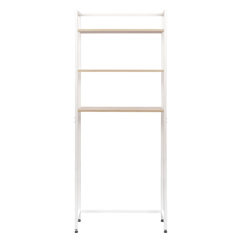 Mobile Lavatrice Janet Con 3 Ripiani Metallo Bianco /legno Trattato Naturale 68x24x165cm