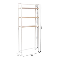 Mobile Lavatrice Janet Con 3 Ripiani Metallo Bianco /legno Trattato Naturale 68x24x165cm