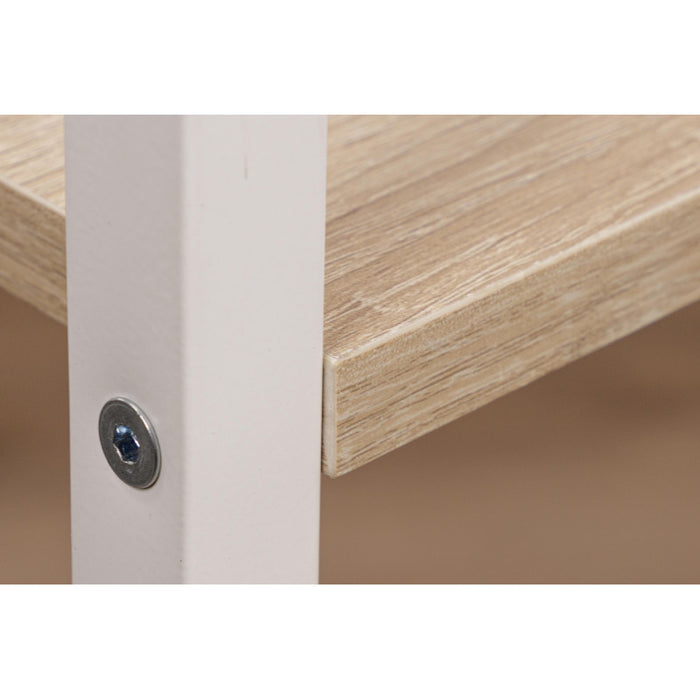 Mobile Lavatrice Janet Con 3 Ripiani Metallo Bianco /legno Trattato Naturale 68x24x165cm