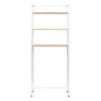 Mobile Lavatrice Janet Con 3 Ripiani Metallo Bianco /legno Trattato Naturale 68x24x165cm