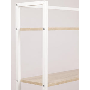 Mobile Lavatrice Janet Con 3 Ripiani Metallo Bianco /legno Trattato Naturale 68x24x165cm